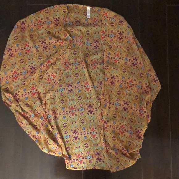 Xhilaration Yellow Multicolor Long Tunic Batsleeve Semi-Sheer Kimono Top XS - Picture 4 of 8